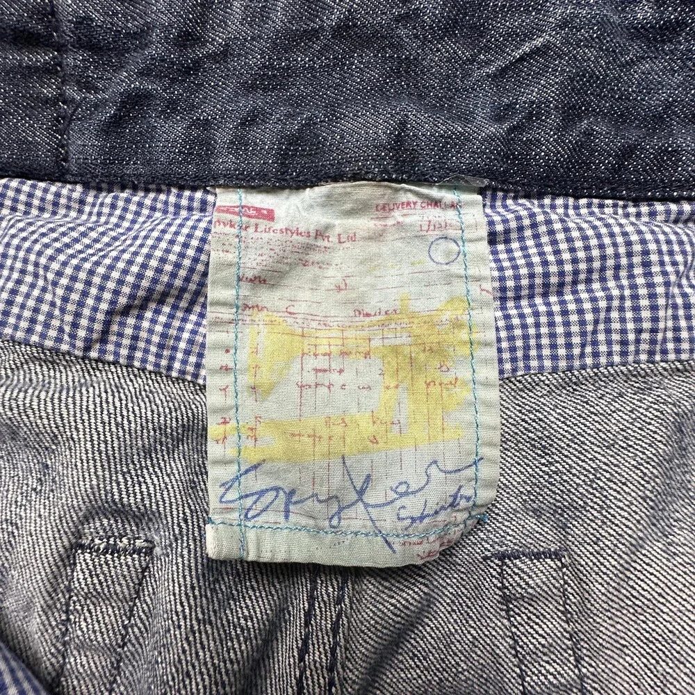 Spykar Jeans Mens 29x28 Blue Straight R Croft Distressed Leather Trim W32 L33